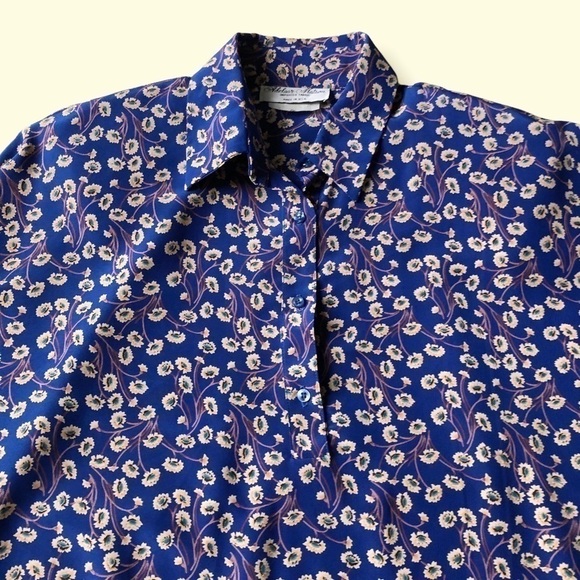 VTG 80S Blouse Adelaar Matson Liberty Ditsy Floral blouson shirt half sleeve L - Picture 10 of 14